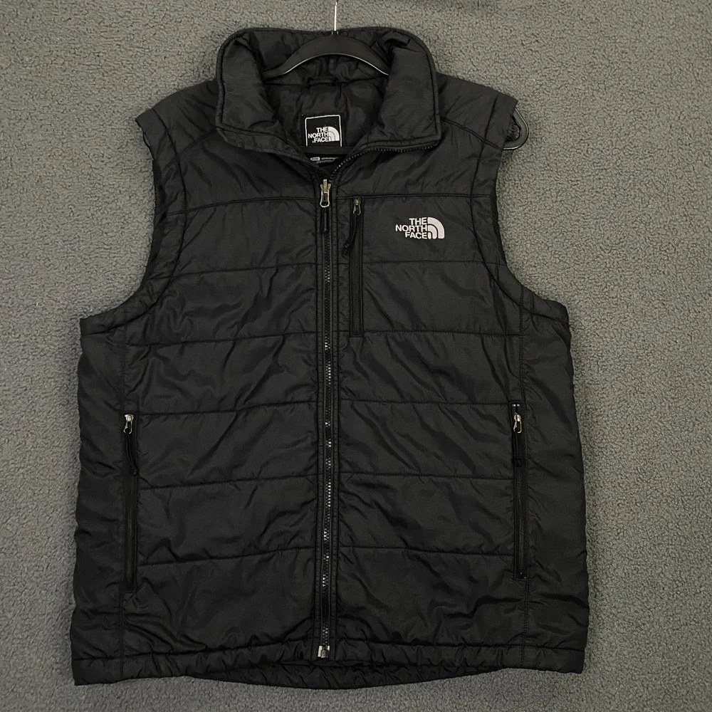 The North Face Vest Mens Medium Black Insulated Primaloft Quilted Full Zip